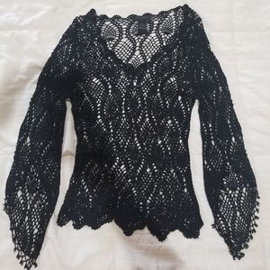 Black 100 % Rayon crochet top